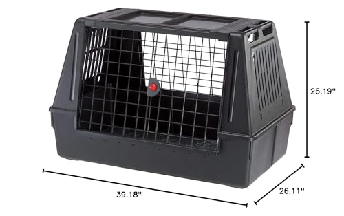 Ferplast Atlas Vehicle SUV Dog Crate, Assembled Car Dog Crate Measures 39L x 23W x 26H, Ideal for Medium to Intermediate Dog Breeds, Black
