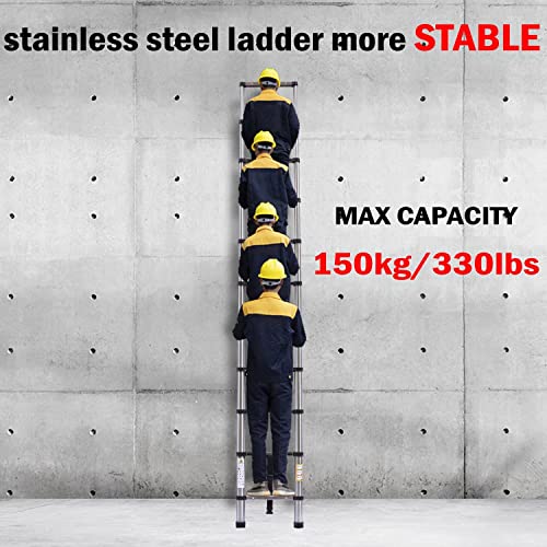 Telescoping Ladder 20FT Compact Extension Ladder with 2 Detachable Roof Hooks Aluminum Lightweight Collapsible Ladder for Home, RV, 330lbs Max Capacity