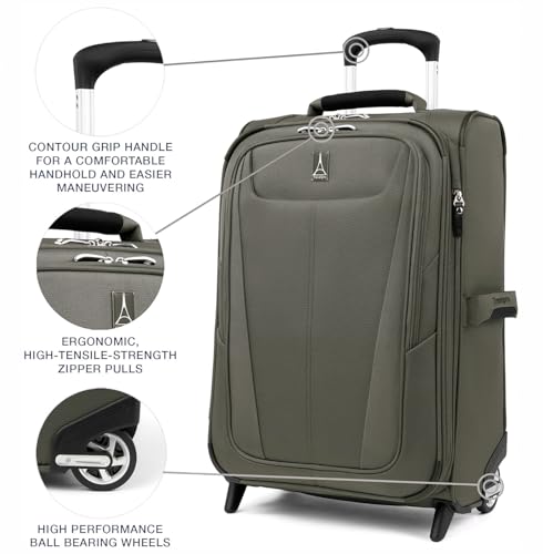 Travelpro Maxlite 5 Softside Expandable Upright 2 Wheel Carry on Luggage, Lightweight Suitcase, Men and Women, Burgundy, Carry On 22-Inch