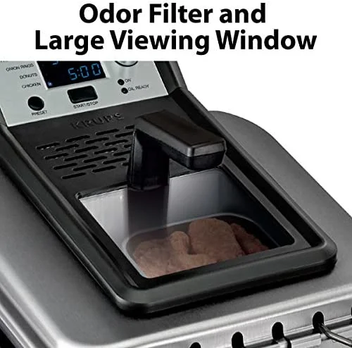 KRUPS KJ502D51 Deep Fryer, Electric Deep Fryer, Stainless Steel Triple Basket Fryer, 4.5 Liter, Silver