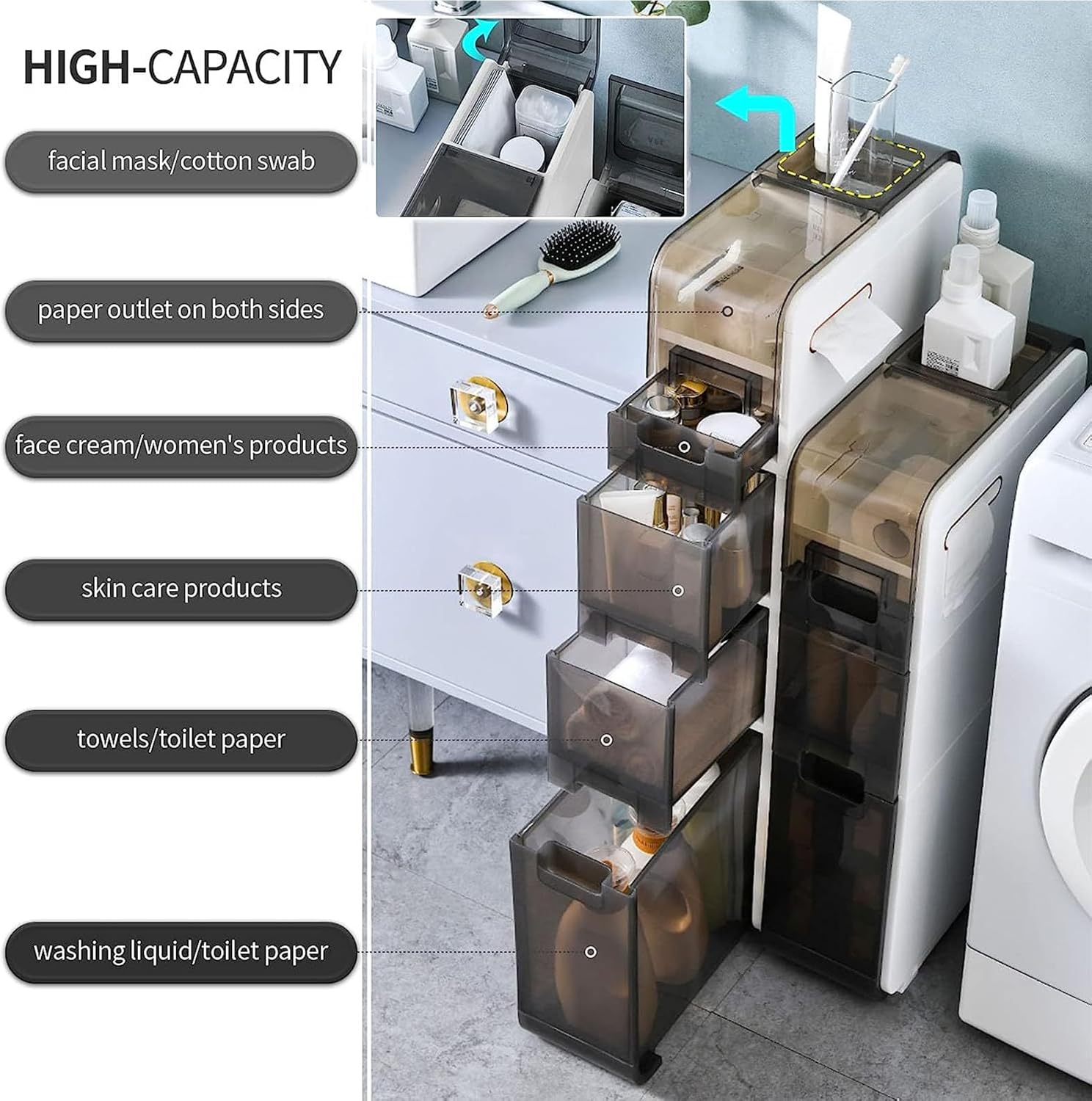 Floor-standing Bathroom Storage Cabinets Bathroom Cabinets 2/3/4-layer Bathroom Floor-standing Cabinets Vertical Storage Cabinets ()