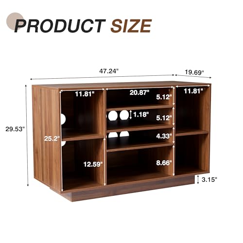 Stereo Cabinet, Media Storage Cabinet, 5-Tier Shelves Audio Video Record Player Stand Cabinet, Modern AV Cabinet with Cable Management for Entertainment Stereo Component(Black)