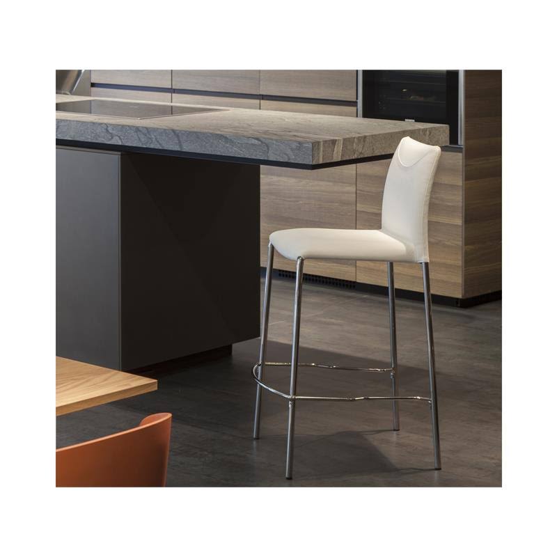 Casabianca Romi Bar Stool White Leather Chrome