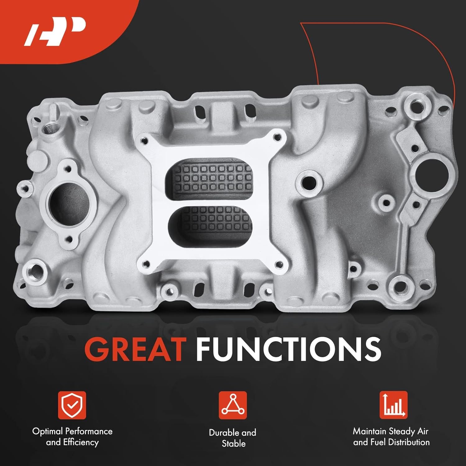 A-Premium Engine Aluminum Dual Plane High-Rise Intake Manifold Compatible with Chevy SBC, V8 305 327 350 400, 1957-1986, Buick, Cadillac, Chevrolet, GMC, Oldsmobile & Pontiac Vehicles