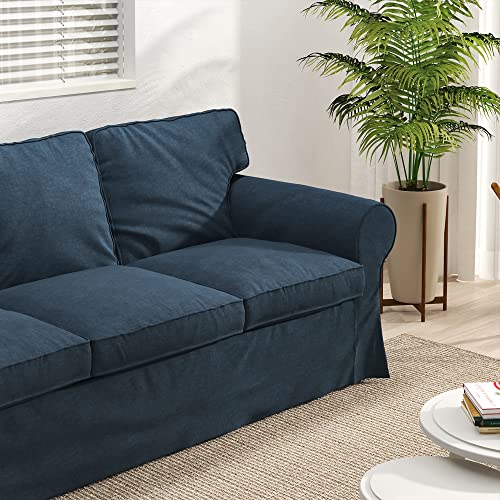 EKTORP Sofa Cover 3 Seat (86in), Ektorp Couch Covers Made Compatible for IKEA Ektorp Sofa, Sofa Cover for Living Room, Linen Sofa Slipcovers (3 Seat, T-4)