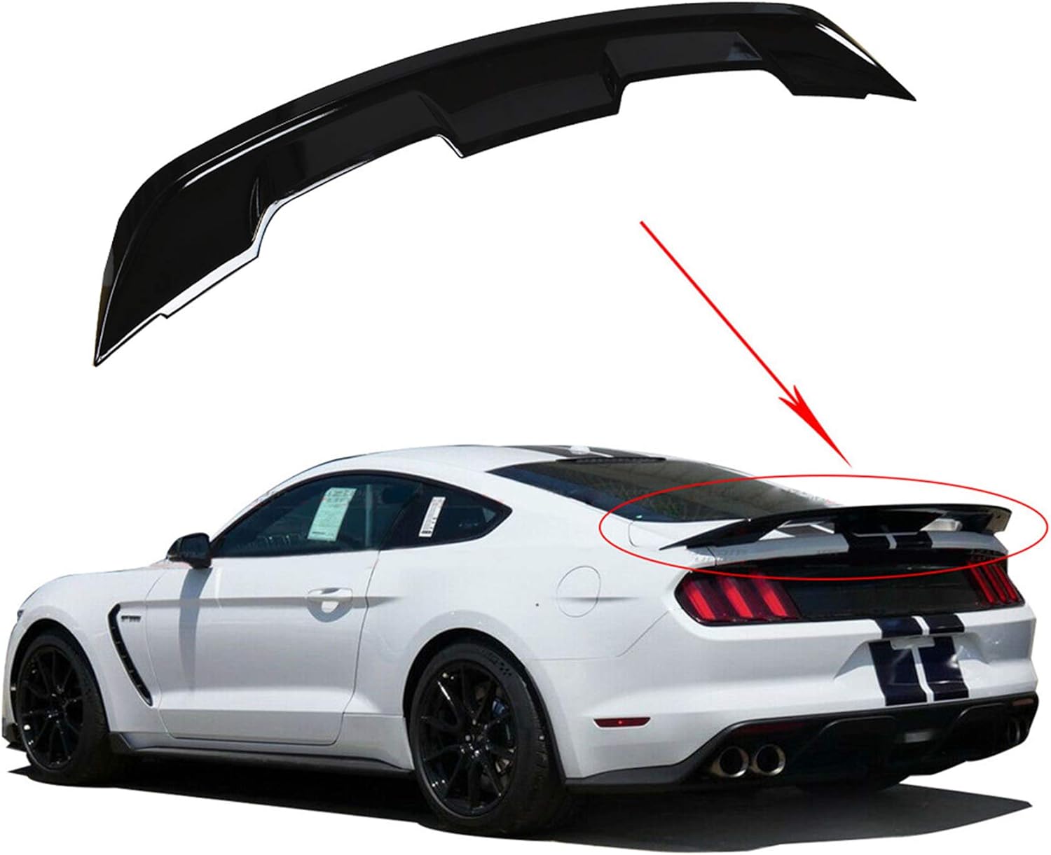 Trunk Spoiler Wing Painted Glossy Black Wing Spoiler Fit for 2015-2020 Ford Mustang GT350 GT500 Style