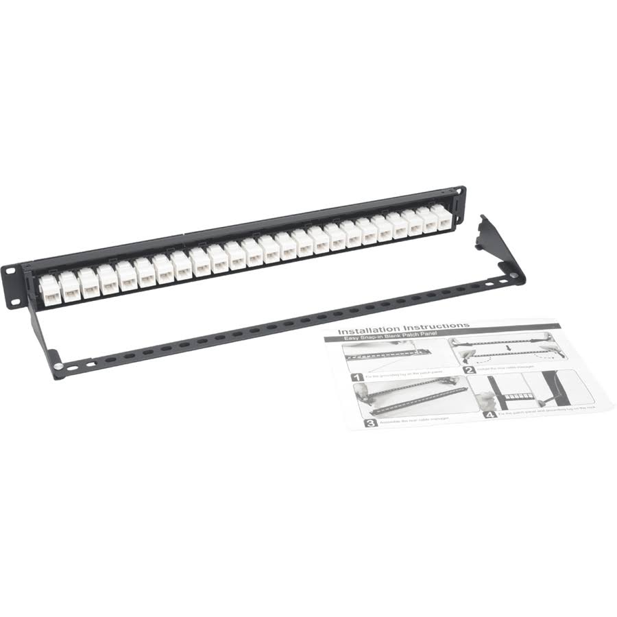 Tripp Lite 24-Port Cat6a Patch Panel Feedthrough Rackmount RJ45 Ethernet 1U Patch panel - CAT 6a - RJ-45 X 24 - 1U - 24 ports