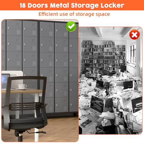 METAN Metal Storage Locker for School Office Gym Bedroom, 12 Doors Locker Cabinet for Employees, Industrial Steel Storage Locker with 12 Hooks, Assembly Required (12 Door-Light Gray)