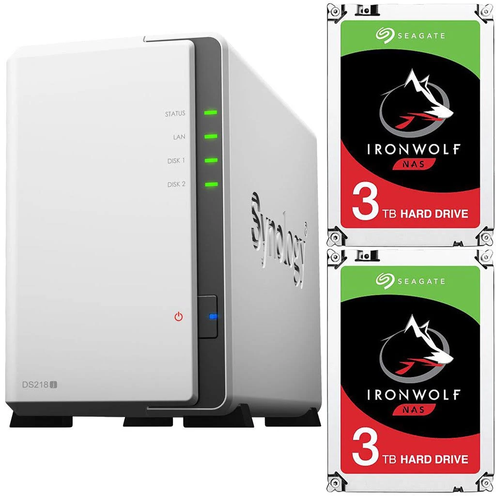 Synology Disk Station DS218j 2-Bay Diskless NAS Server - SATA 6Gb/s