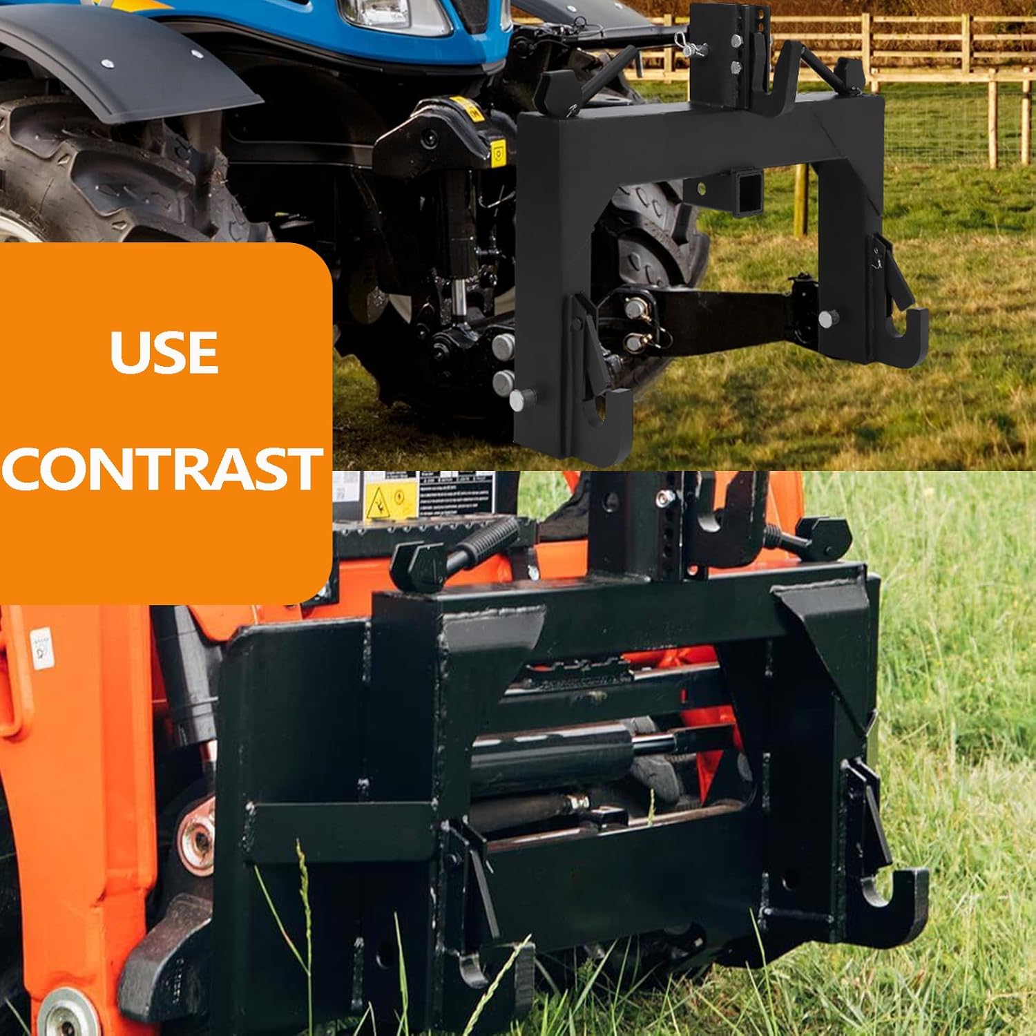 Front Loader Tractor Quick Hitch Adapter Cat 1 Conversion, Modified 3-Point Attachment for Category 1, Adapter to Convert Skid Steer Attachment Plate to 3 Point Quick Hitch