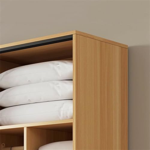 NIUYAO Solid Wood Family Wardrobe Closet Armoire Sliding Door Clothing Rod & Shelves Included Bedroom Dressing room Storage Cabinet -Wood 63" L x 18" W x 71" H