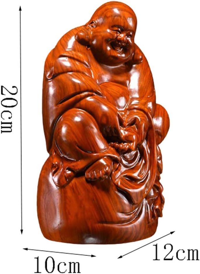 Buddha Statue Buddha Statue Huanghuali Wood Carving Maitreya Buddha Decoration Solid Wood Laughing Buddha Home Craft 7.88 Inches Perfect Decoration