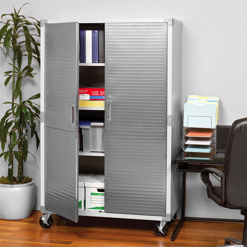 Seville Classics UltraHD Storage Cabinet Industrial Metal Steel Garage Storage 48x22 W x 24x22 D x 72x22 H, Granite Grey