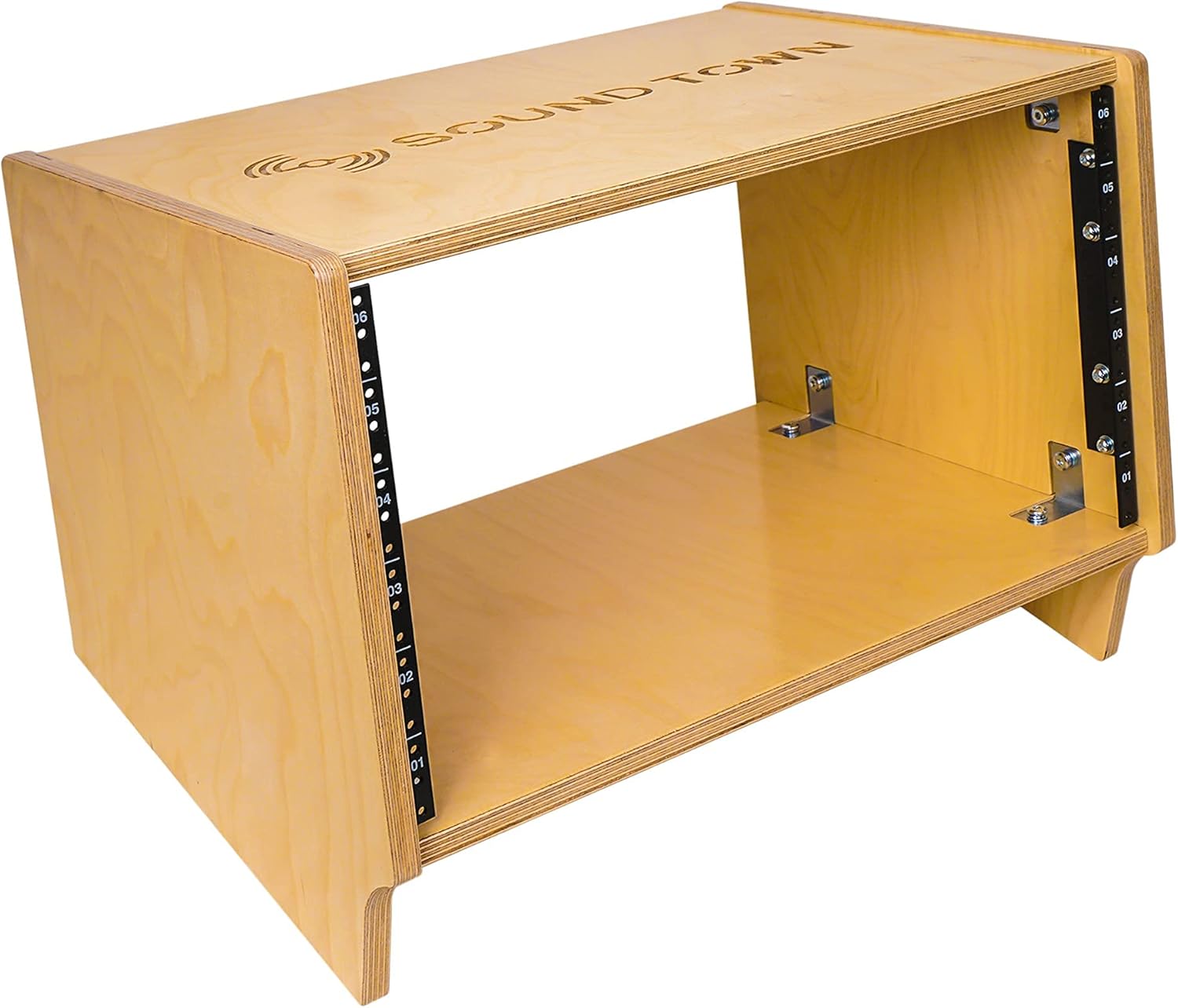 Sound Town 6U Space Baltic Birch Plywood Angled Desktop Turret Studio Equipment Rack (SDRK-6SL)
