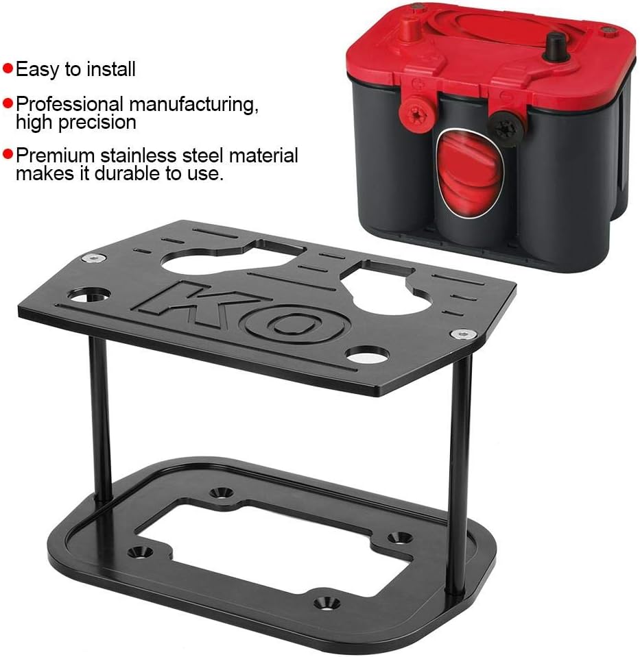 Yctze Stainless Steel Battery Tray Hold Down for Optima 34/78 Battery Red Yellow Top(Black) optima battery hold down,34/78 battery tray,red top battery holder,optima battery tray 75/25,chrome optima