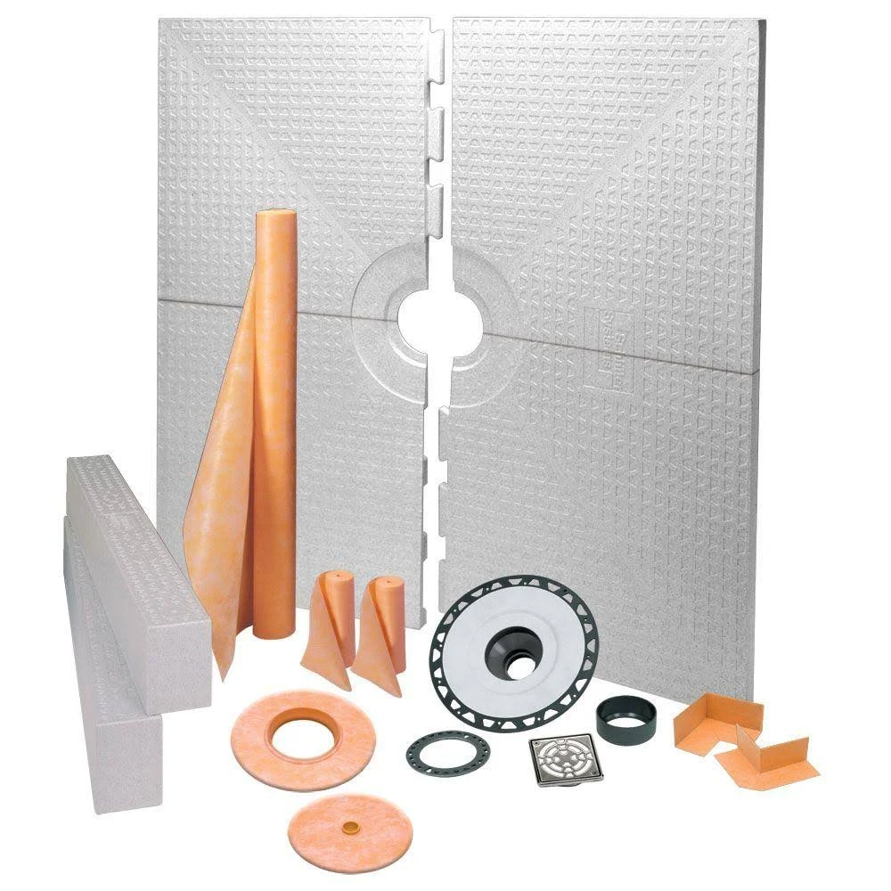 Schluter Kerdi Shower Kit - 72x22 x 72x22 Center Drain Tray - Stainless Steel - ABS