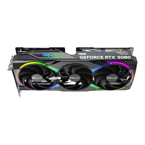 PNY NVIDIA GeForce RTX™ 5080 16GB ARGB Overclocked Triple Fan Graphics Card (DLSS 4, PCIe® 5.0, HDMI®/DP 2.1, 2.9-Slot, Epic-X™ RGB Lighting)