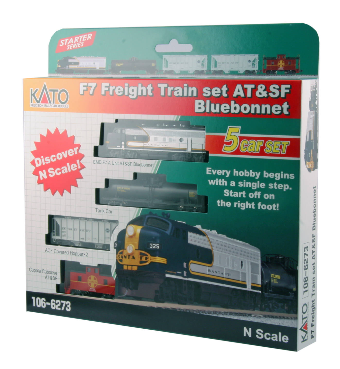 Kato N-Scale F7 Freight Train Set At&sf Blue Bonnet