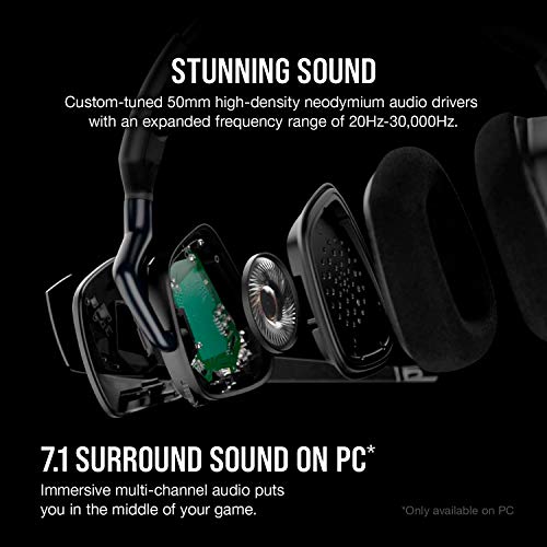 CORSAIR VOID RGB ELITE Wireless Gaming Headset – 7.1 Surround Sound – Omni-Directional Microphone – Microfiber Mesh Earpads – Up to 40ft Range – iCUE Compatible – PC, Mac, PS5, PS4 – White