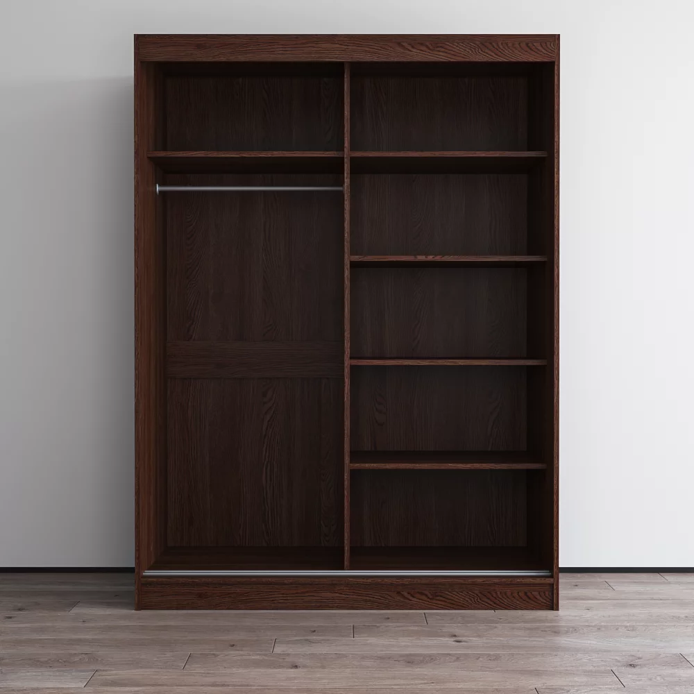 Aria 2 Door 59" Wide Modern High Gloss Wardrobe Armoire, Wenge