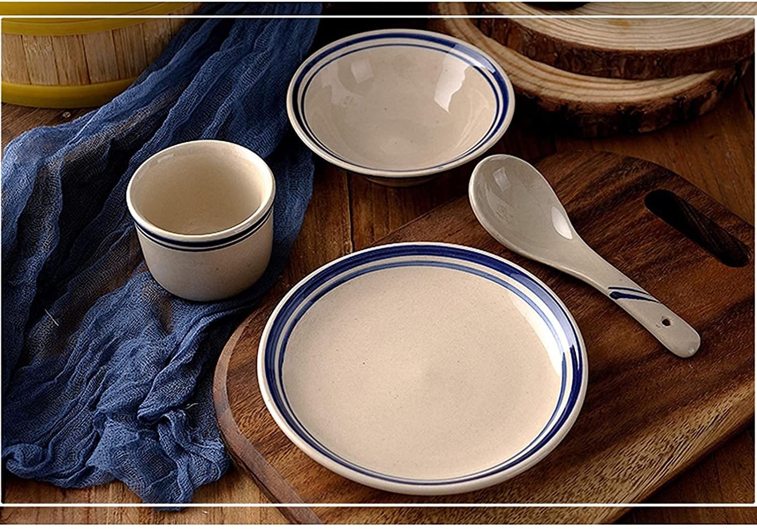 Special Restaurant Dinnerware Set Party Dinner Set Old-Fashioned Four-Piece Bowl, Dish and Plate Porcelain Special Set Restaurant Tableware Ceramic Table Porcelain Dinnerware