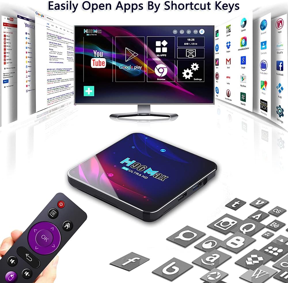 Smart TV Box 4G+64GB H96 Max Android 11.0 RK3318 Quad-Core with 2.4G WiFi 4K Ultra HD H.265 Streaming Media Player Pack of 2