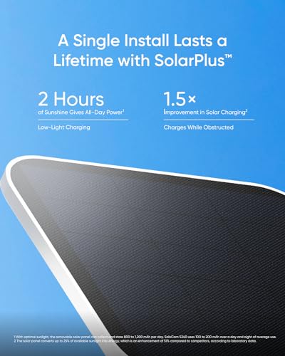 eufy Security SoloCam S340, Solar Security Cameras Wireless Outdoor, Cameras for Home Security, 360° Pan & Tilt Surveillance, No Blind Spots, 2.4 GHz Wi-Fi, No Monthly Fee, HomeBase S380 Compatible