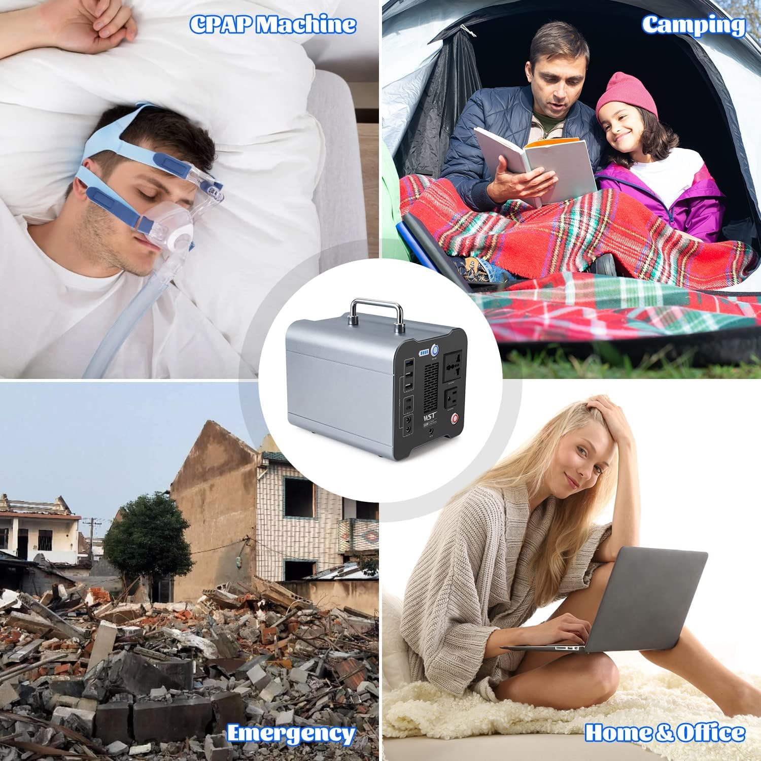 Energy Storage Power Bank Portable Power Station P500S1, Backup Lithium Battery, 110V/500W Pure Sine Wave AC Outlet, Solar Generator (Solar Panel Not Included) for Outdoors Camping Travel Hunting ,Blackout