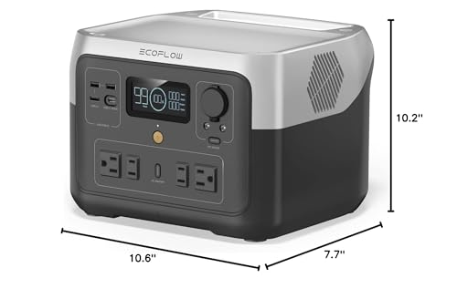 EF ECOFLOW Portable Power Station RIVER 2 Max 500, 499Wh LiFePO4 Battery/ 1 Hour Fast Charging, Up To 1000W Output Solar Generator (Solar Panel Optional) for Outdoor Camping/RVs/Home Use