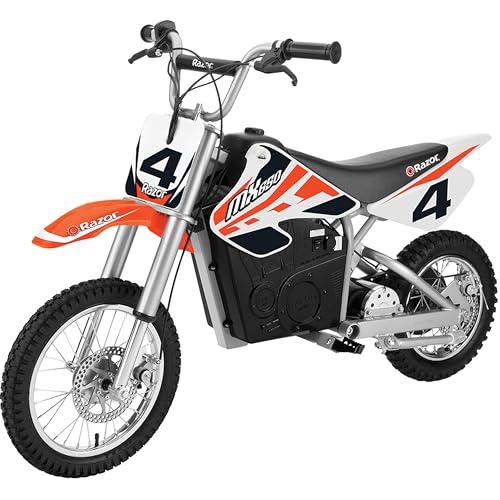 Razor MX650 Dirt Rocket Off-Road Motocross Bike–36V Electric Ride-On, Up to 17 mph, Front & Rear Suspension, Hand-Operated DualBrakes, Twist Grip Throttle, Authentic Motocross Bike Geometry