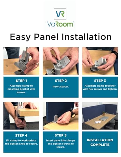 VaRoom - Desk Divider; Sound Proof Dividers - Privacy Shields for Student Desks and Desk Privacy Panels. Cubicle Wall, Desk Divider for Students and Office Divider (Light Grey, 48" W x 18”H)