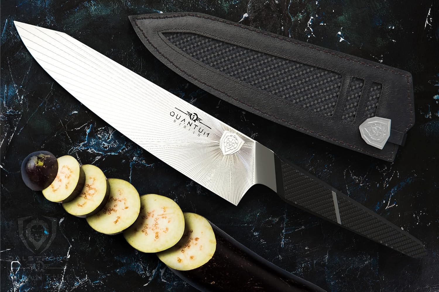 DALSTRONG Slicing & Carving Knife - 12 - Quantum 1 Series - Ultra-Sharp - American Forged BD1N-VX Hyper Steel - Carbon Fibre G10 Hybrid Handle - Leather Sheath