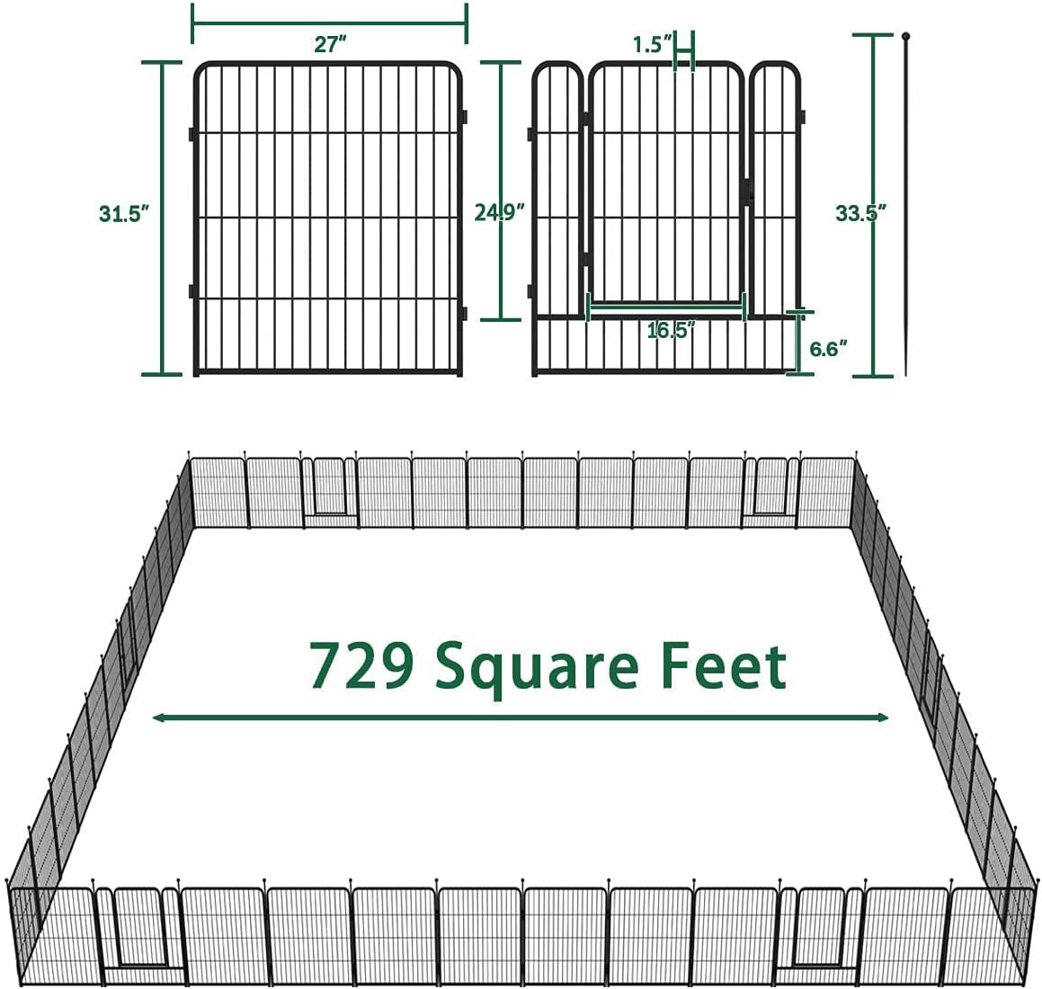 FXW Dog Playpen, 8/16/24/32 Panels Dog Pen Indoor Outdoor 32-Inch Height Puppy Playpen Pet Fence Gate with Doors for Large/Medium/Small Dogs, Exercise Pen for Yard,Camping, RV