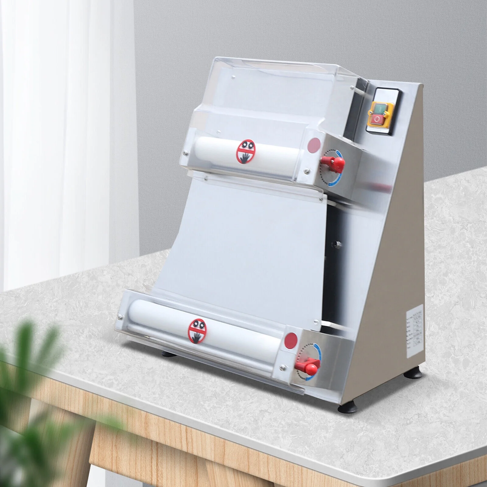 Fichiouy Pizza Press Machine 110V Automatic Pizza Dough Roller Sheeter Machine