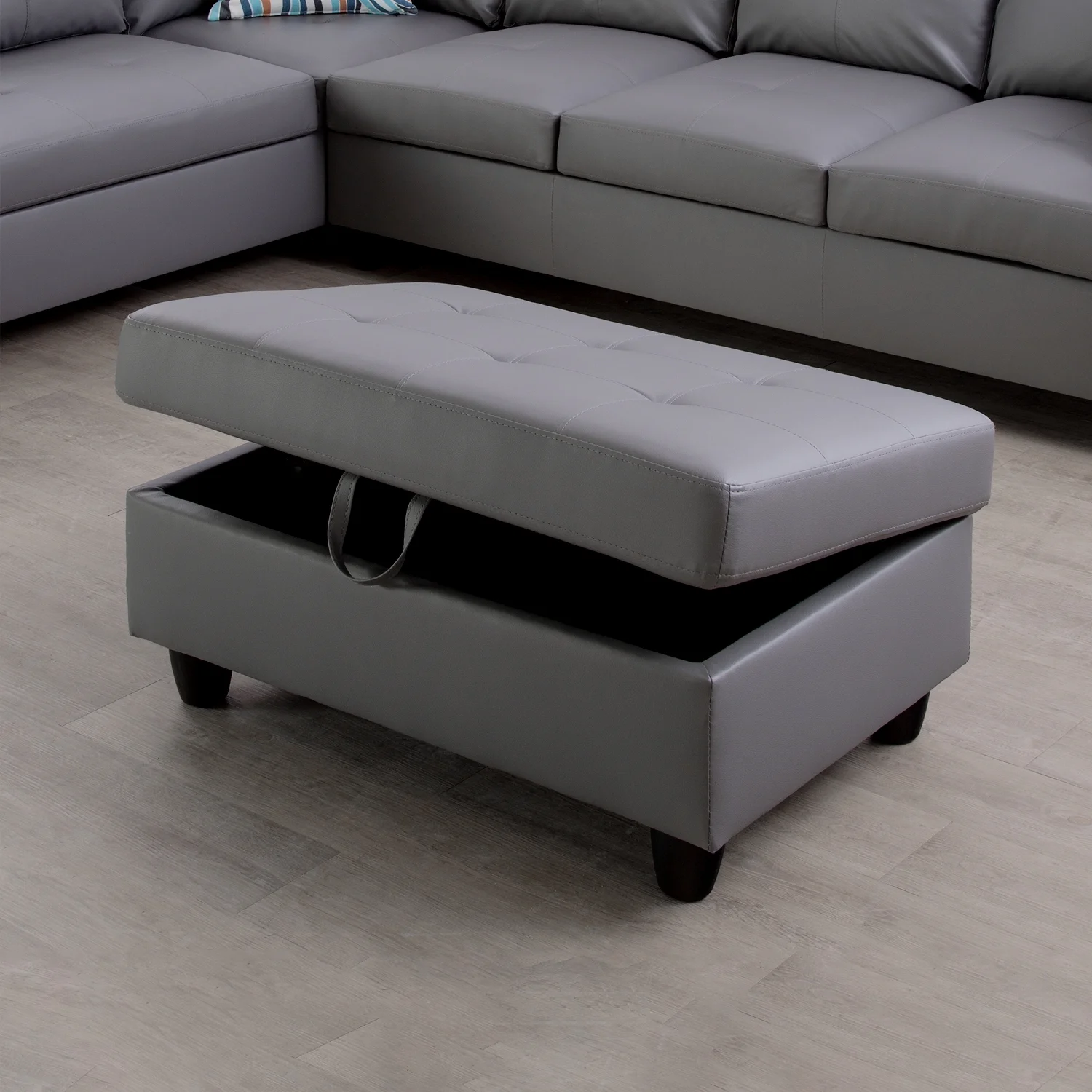 PonLiving Sectional Sofa Couch, L-Shaped 3-Piece Couch Living Room Sofa Set for Small Space, Apartment, Loft, Office, Right Hand Facing, Dark Grey