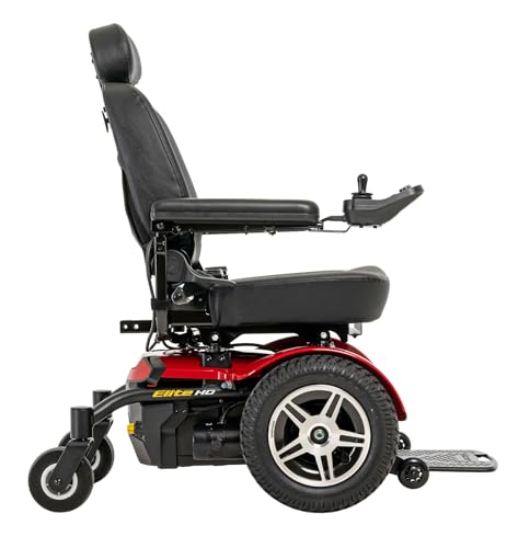 Pride Jazzy Elite HD Power Wheelchair, 450 Lbs. Weight Capacity, with 5-Year Extended Warr (Red, 22" x 20" - 22" Seat)