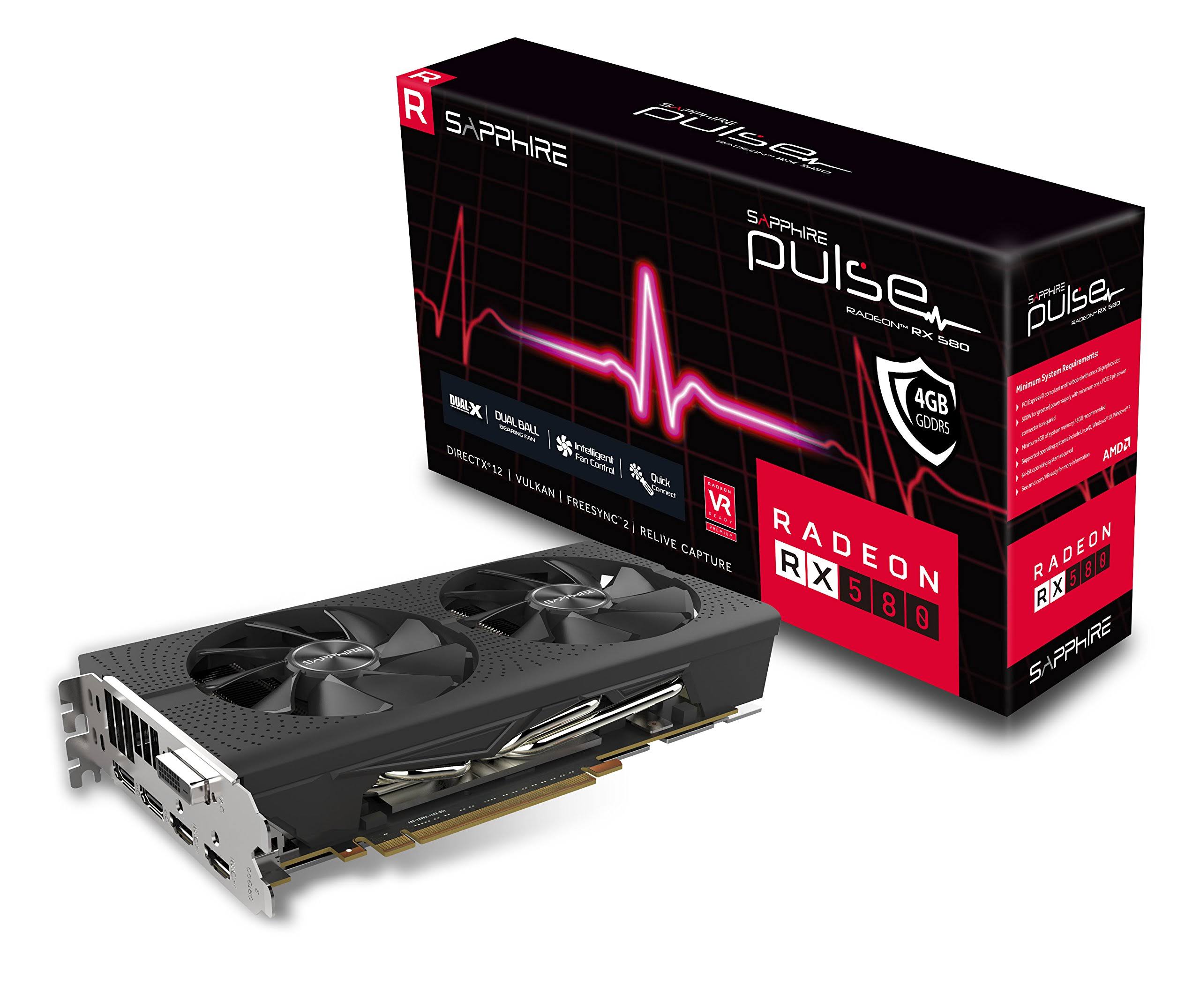 Sapphire Radeon Pulse RX 580 4GB GDDR5 PCI-E Graphics Card 11265-09-20G