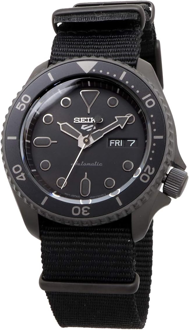 Seiko 5 Sports SKX Street Style Automatic Mechanical Wristwatch, Limited Distribution Model, Men's, Seiko Five Sports SRPD79, All Black, Black