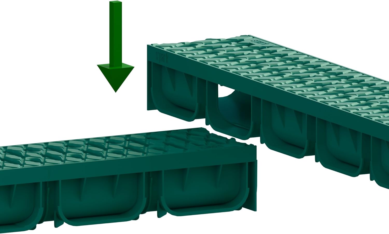 Standartpark - 4 Inch Trench Drain System With Grate - GREEN - Spark 2 (1) Pack of 2