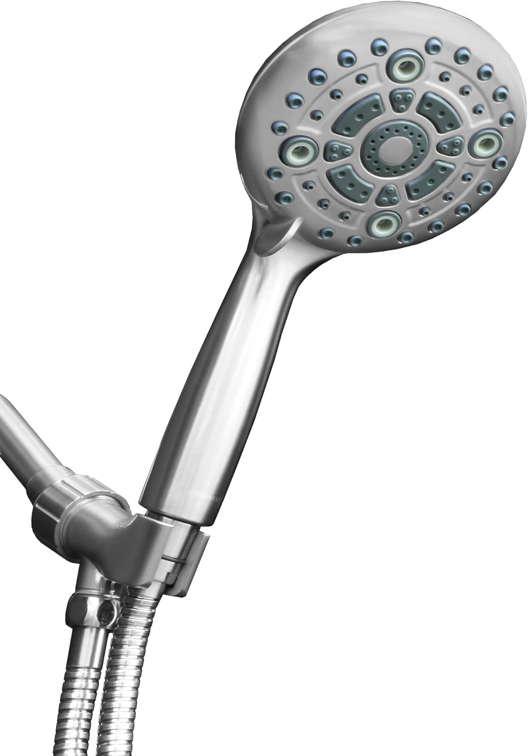 ShowerMaxx, Elite Series, 6 Spray Settings 5 inch Hand Held Shower Head, Extra Long Stainless Steel Hose, MAXX-imize Your Shower with Handheld Showerhead in Brushed Nickel Finish Pack of 2