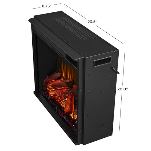 Real Flame Fresno 72" TV Stand with Electric Fireplace in Black, Entertainment Center with Electric Fireplace, Living Room TV Stand with Fireplace, fits up to 70" TV