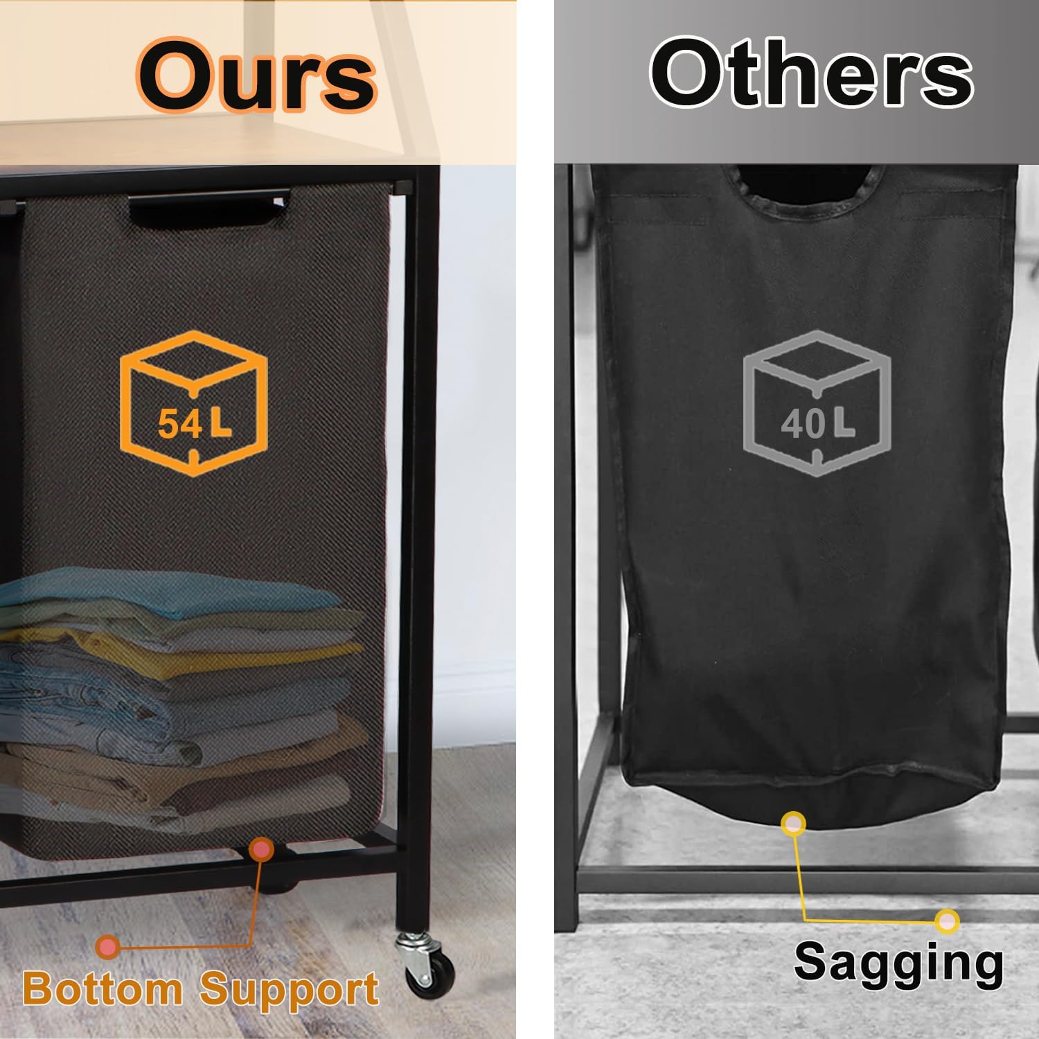 Console Table and Laundry Sorter 2 Section Bundles, Hallway Entrance Table, Rolling Laundry Basket with Wheels, for Living Room, Laundry Room, Rustic Brown