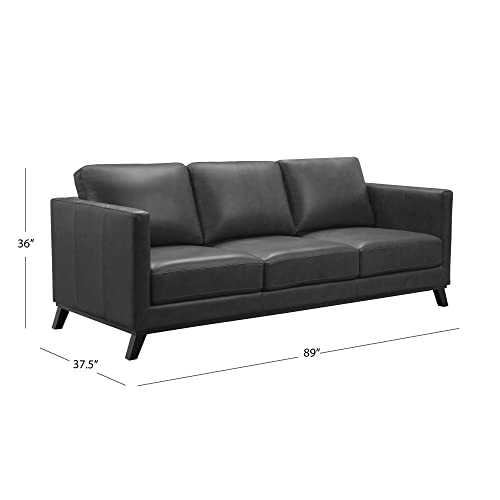Abbyson Living Mid-Century Modern Premium Top Grain Leather Sofa, Camel
