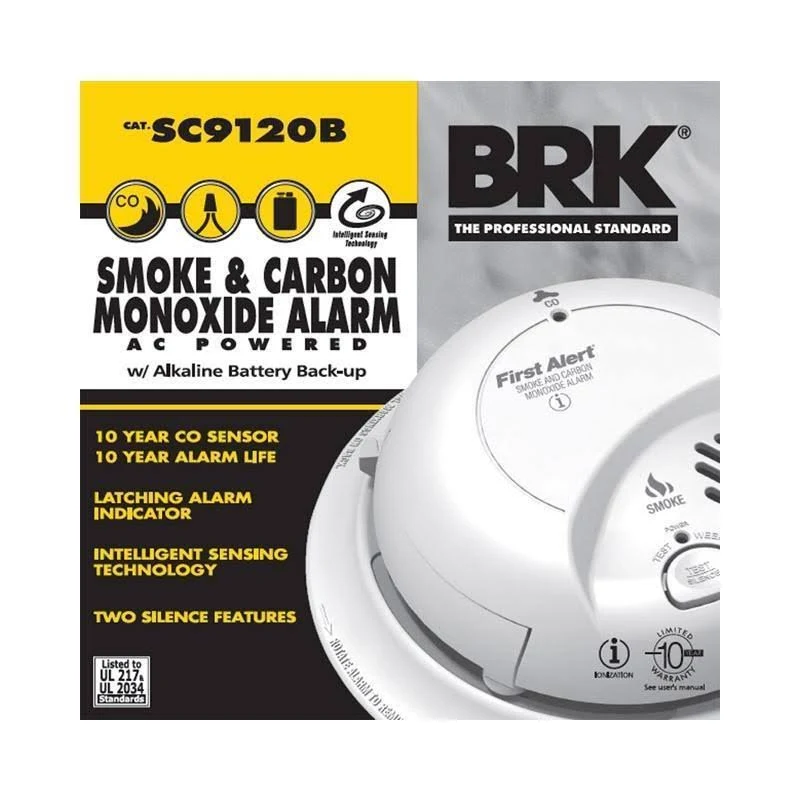 First Alert Brk SC9120B (10pack) Smoke u0026 Carbon Monoxide Detector w/ Batt Backup