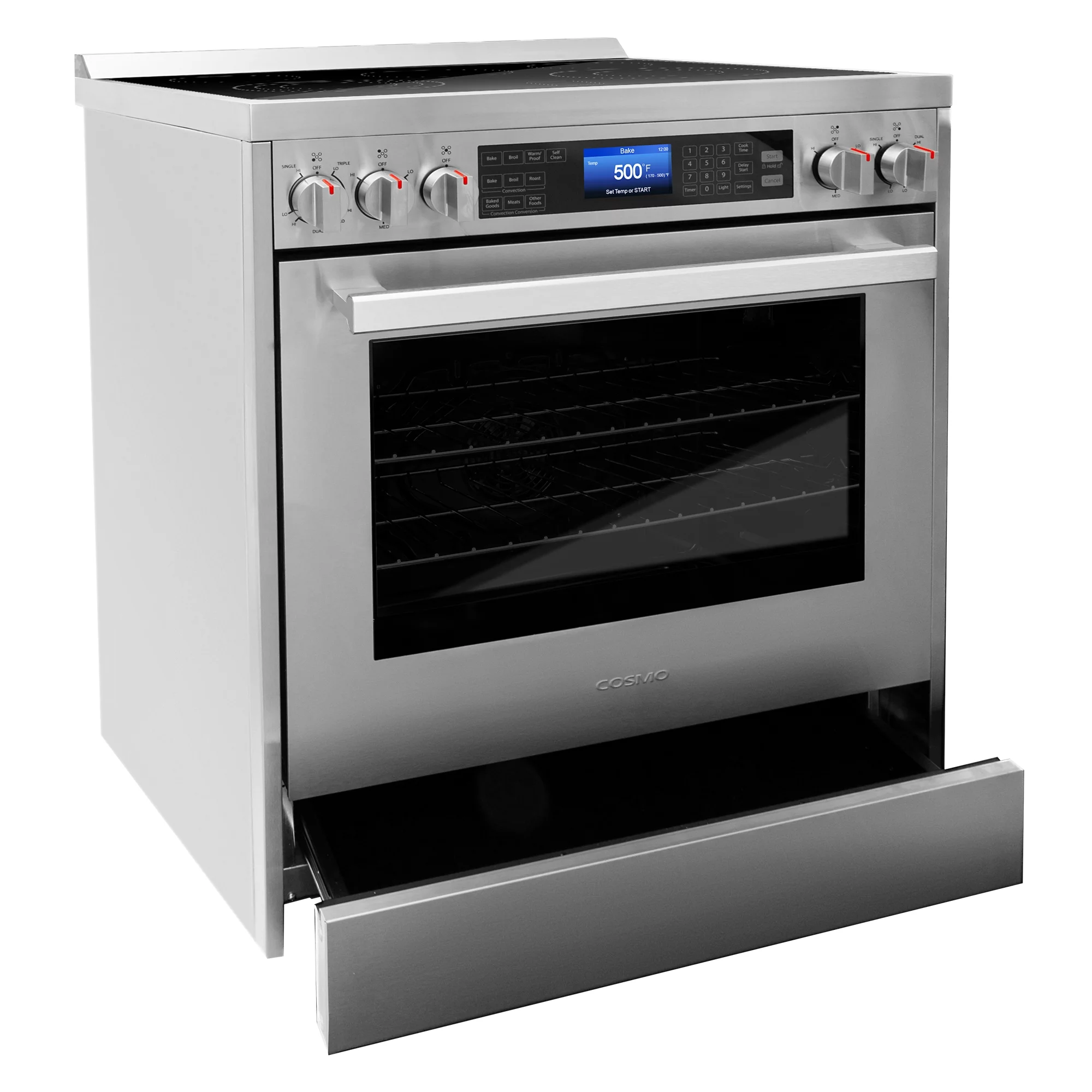 Cosmo 2 Piece Kitchen Appliance Package with 30" Over the Range Microwave & 30" Freestanding Electric Range Kitchen Stove Kitchen Appliance Bundles