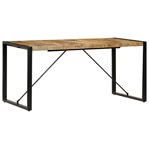 Kitchen & Dining Tables Dining Table 63"x31.5"x29.5" Solid Mango Wood,Industrial Mango Wood Dining Table with PowderCoated Steel Legs for 6 Home & Kitchen Furniture