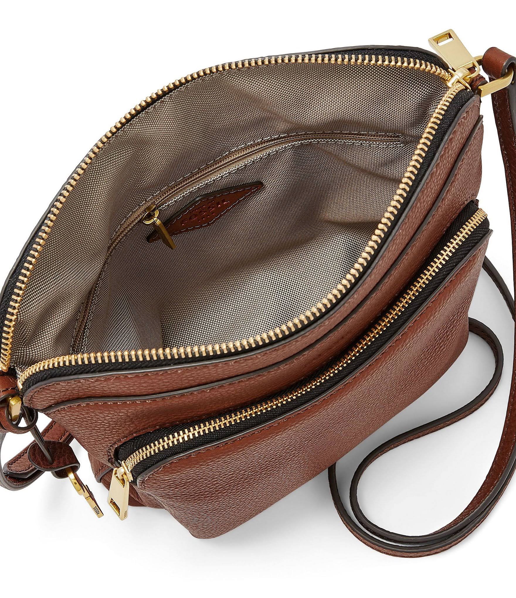 Fossil Cindy Leather Crossbody - Black/Gold