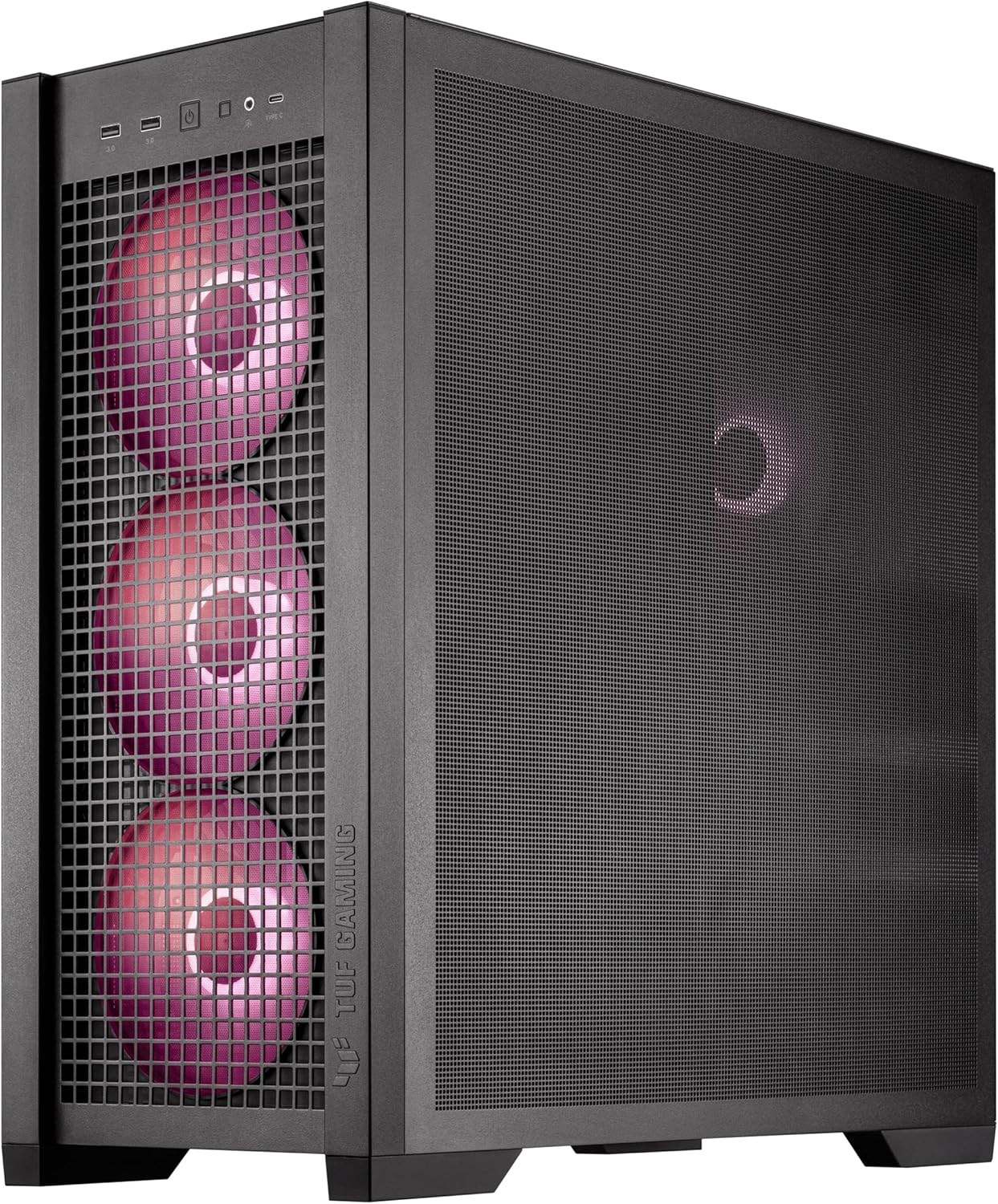 ASUS TUF Gaming GT302 ARGB ATX Mid-Tower PC Case – Four 140 x 28 mm ARGB Fans for High Airflow, Interchangeable Tempered Glass or Mesh Side Panels, Supports BTF Hidden-Connector Motherboards | Black