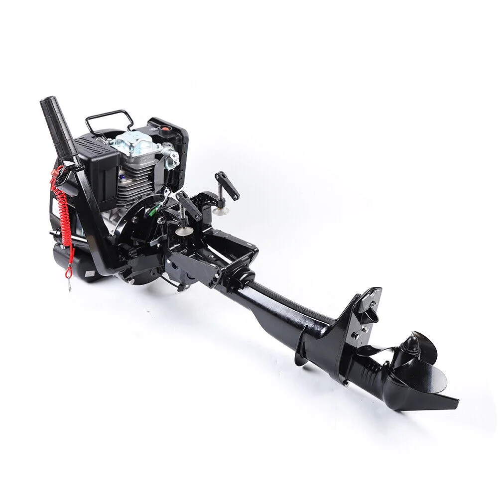 ZhdnBhnos 4 Stroke 6HP Heavy Duty Outboard Motor Fishing Boat Petrol Engine W/ Air Cooling System CDI 2500RPM Single Cylinder Hand Pull