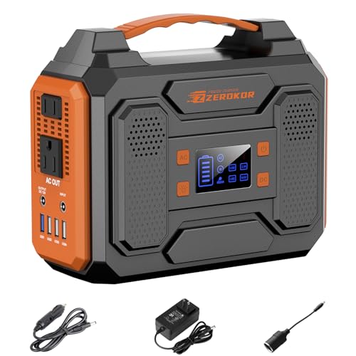 ZeroKor Portable Power Station,Outdoor Solar Generator with DC AC Outlet for Home Use Camping RV Travel